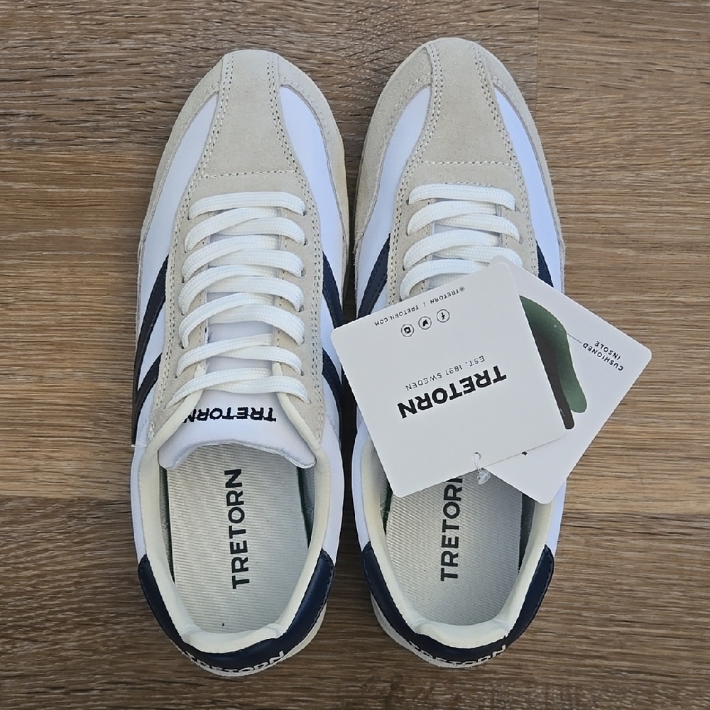 Tretorn Beige and Navy Sneakers